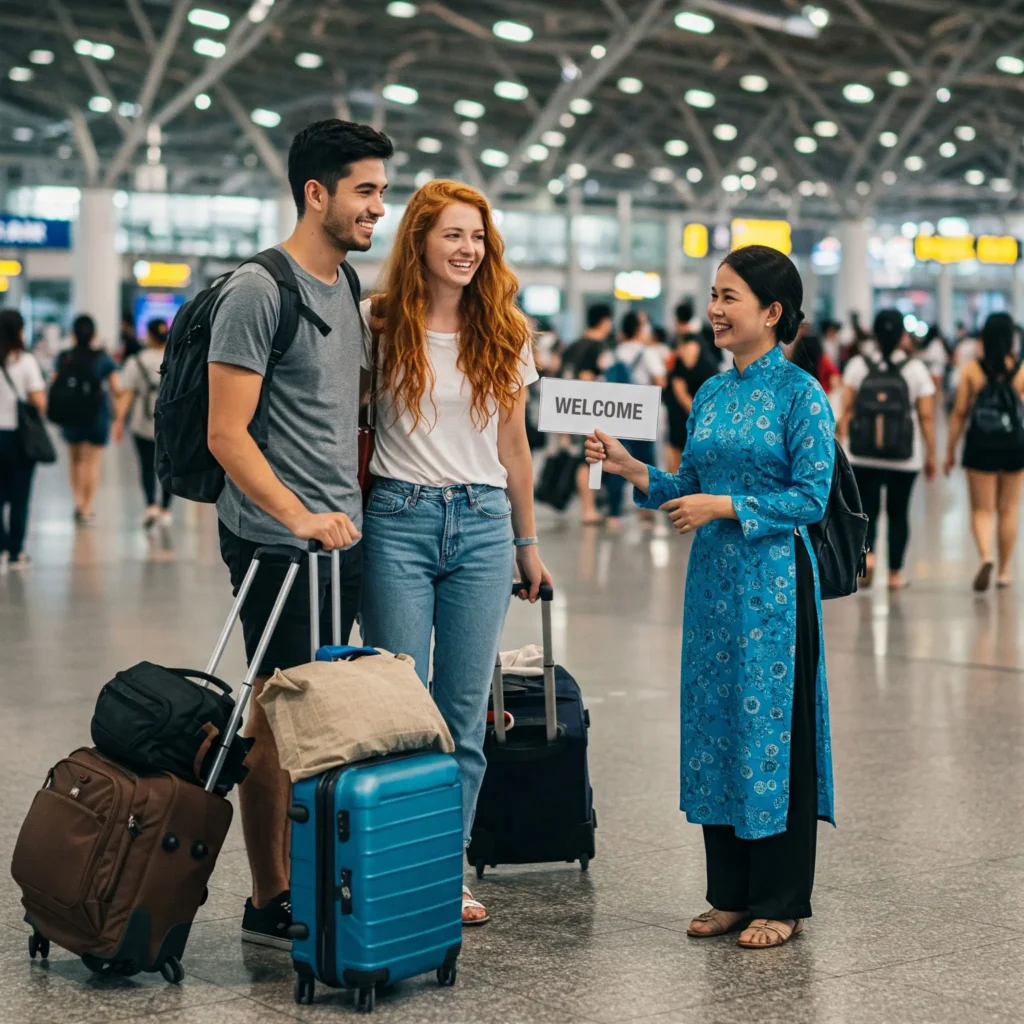 Happy travellers arriving in Vietnam on a custom-designed itinerary