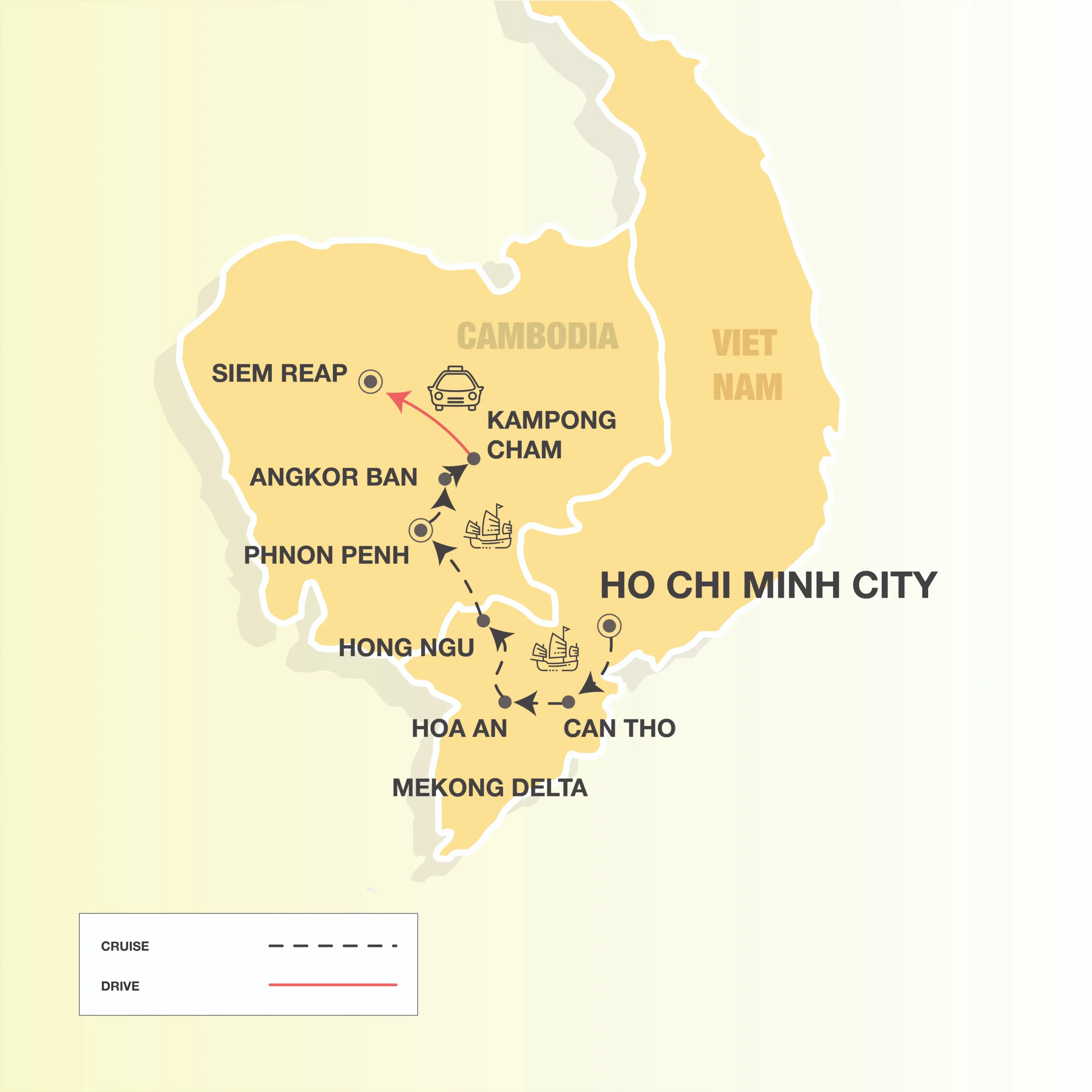Map 8d mekong delta cruise exploration itineraries